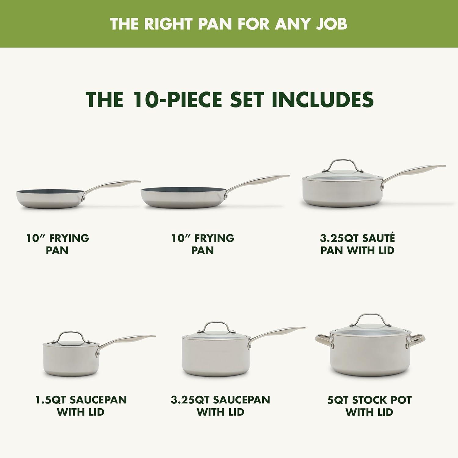 Valencia Pro Stainless Steel 10-Piece Nonstick Cookware Set