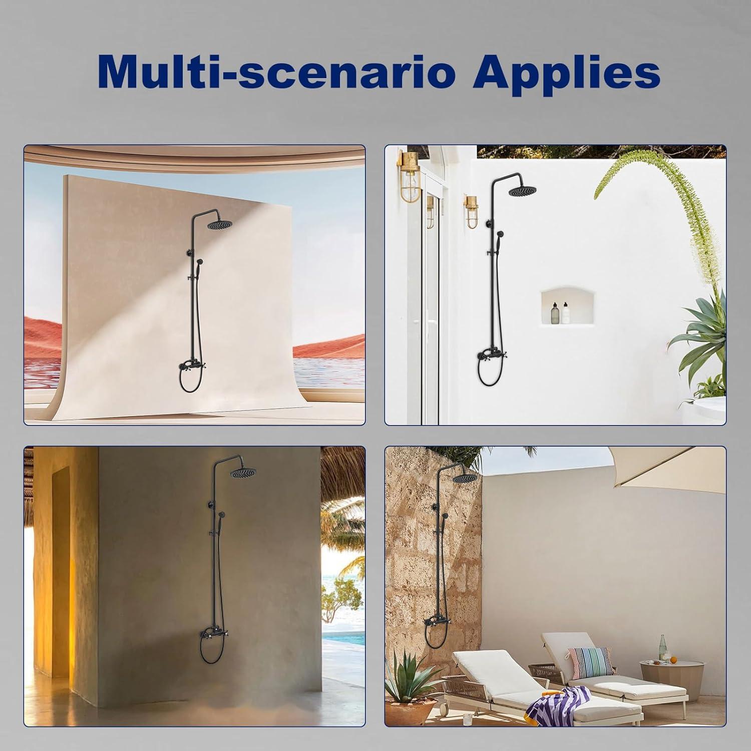 FUNDUXA Outdoor Shower Fixture With Handheld Spray Head