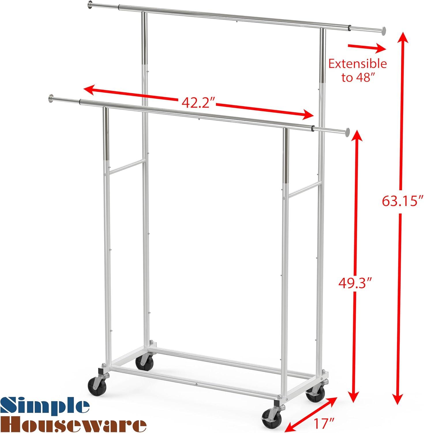 Heavy Duty Chrome Finish Double Rod Garment Rack