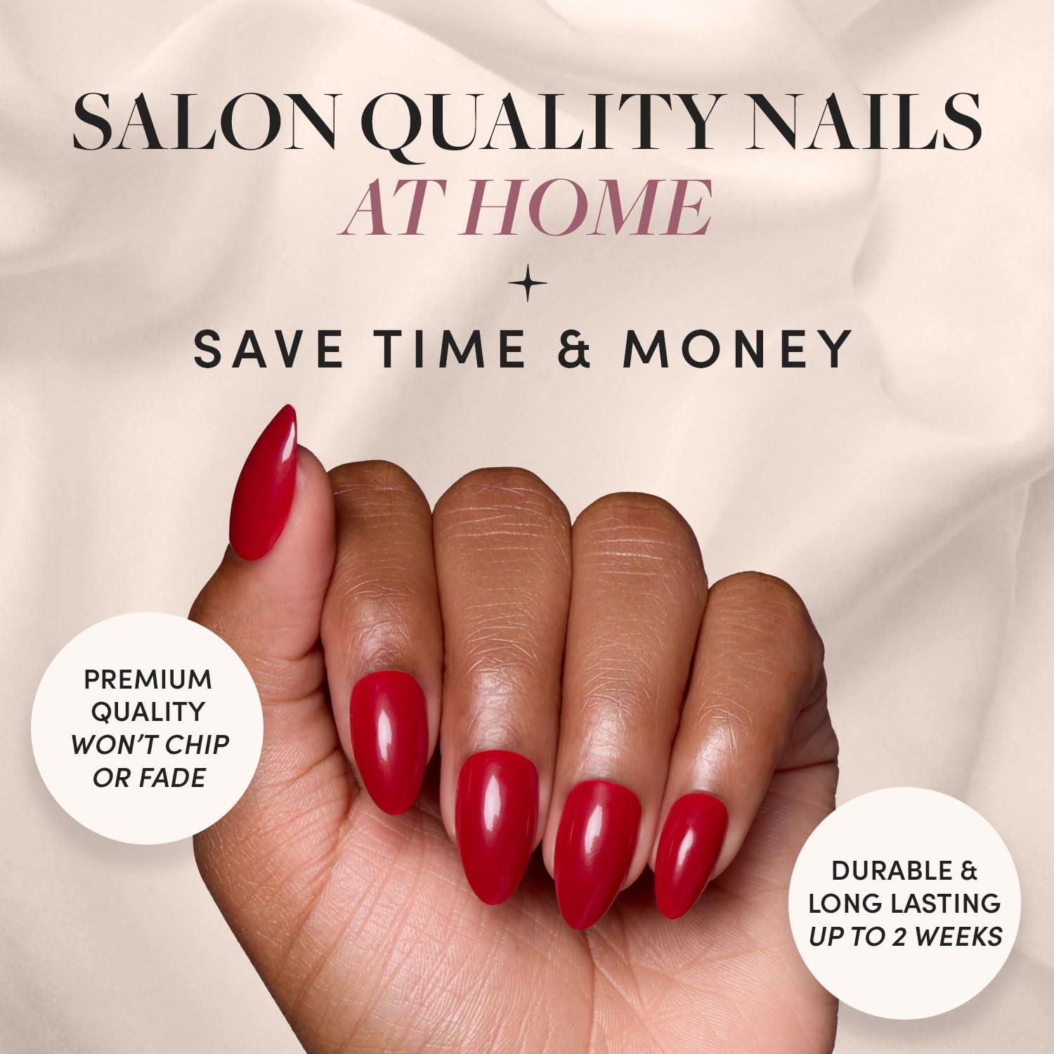 Classic Red Short Almond Press-On Nails Kit