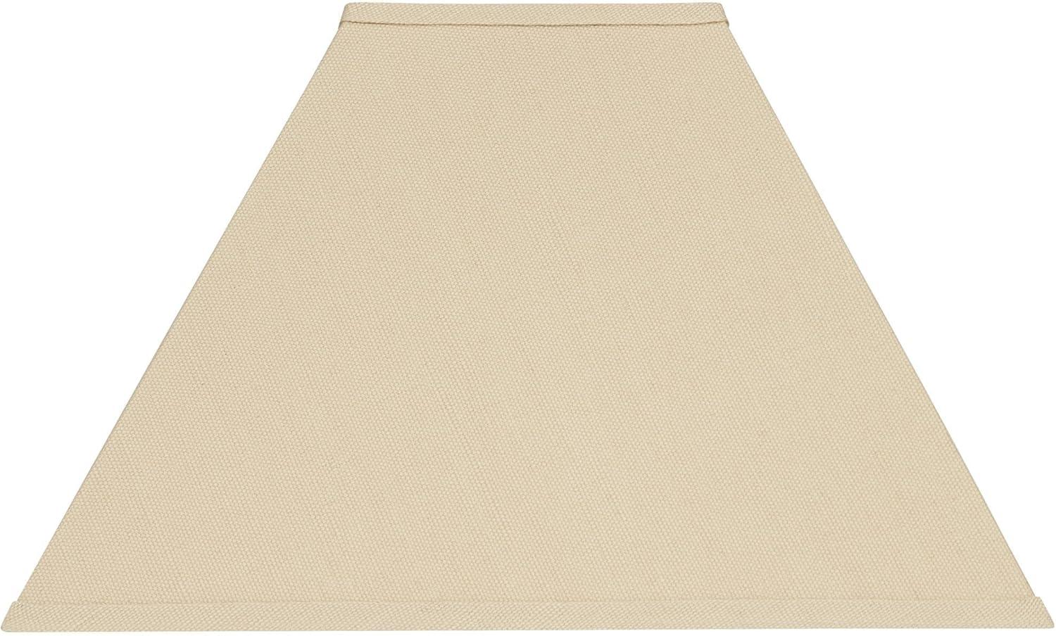 Springcrest Beige Linen Medium Square Lamp Shade 6" Top x 16" Bottom x 12" Slant x 10" High (Spider) Replacement with Harp and Finial