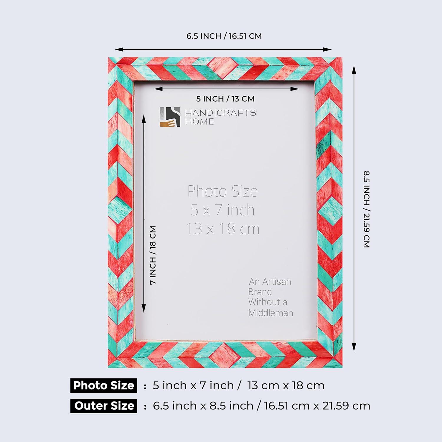 Handicrafts Home Picture Frames 5x7 Inches Chic Boho Wall Décoration Image Cadre Decoratif Photo Frame - Green-Red