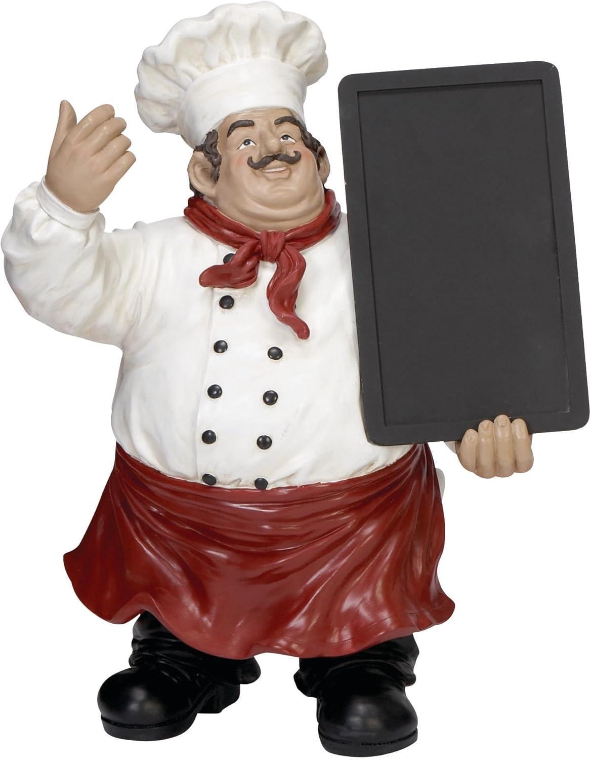 15" x 19" Multi Colored Polystone Chef Sculpture with Chalkboard, by DecMode