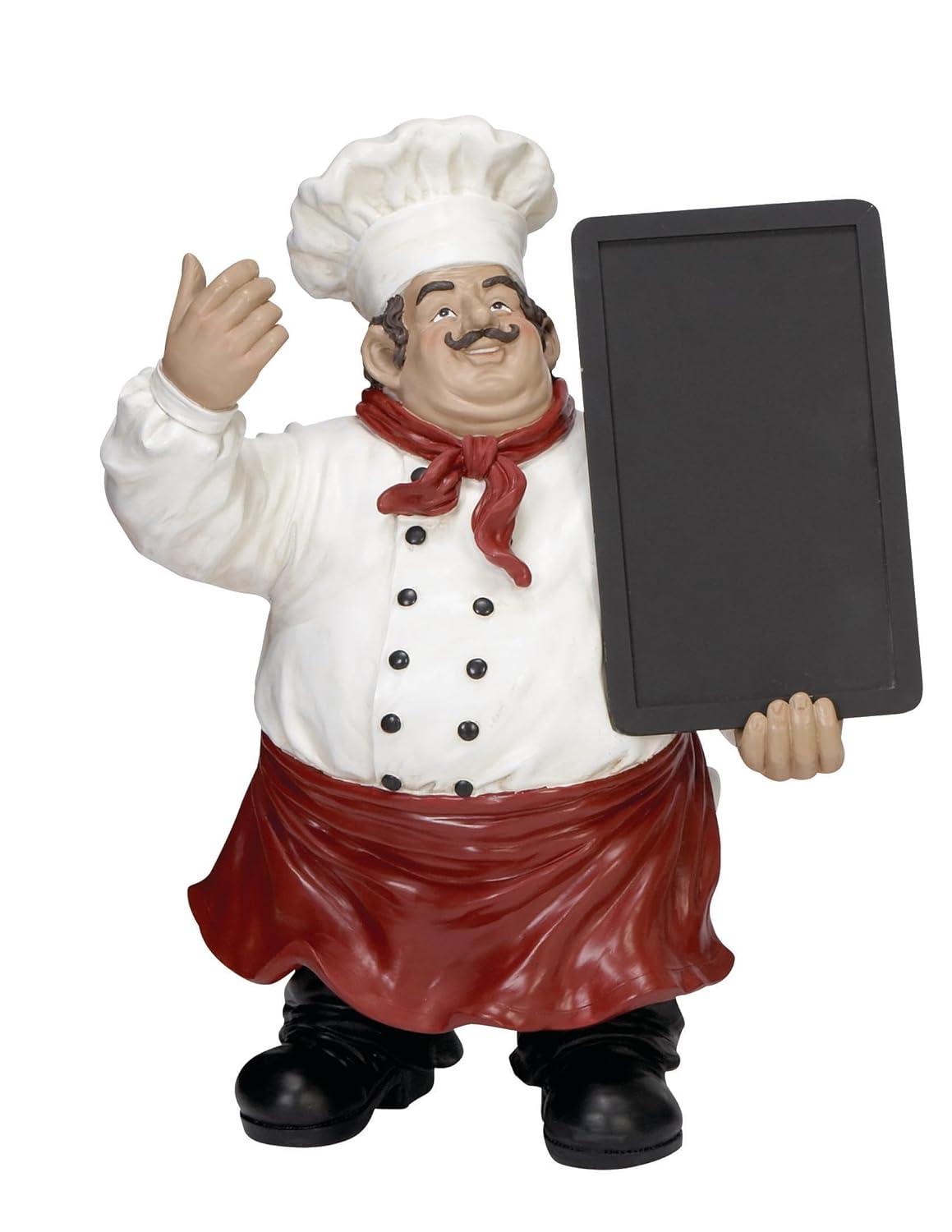 15" x 19" Multi Colored Polystone Chef Sculpture with Chalkboard, by DecMode
