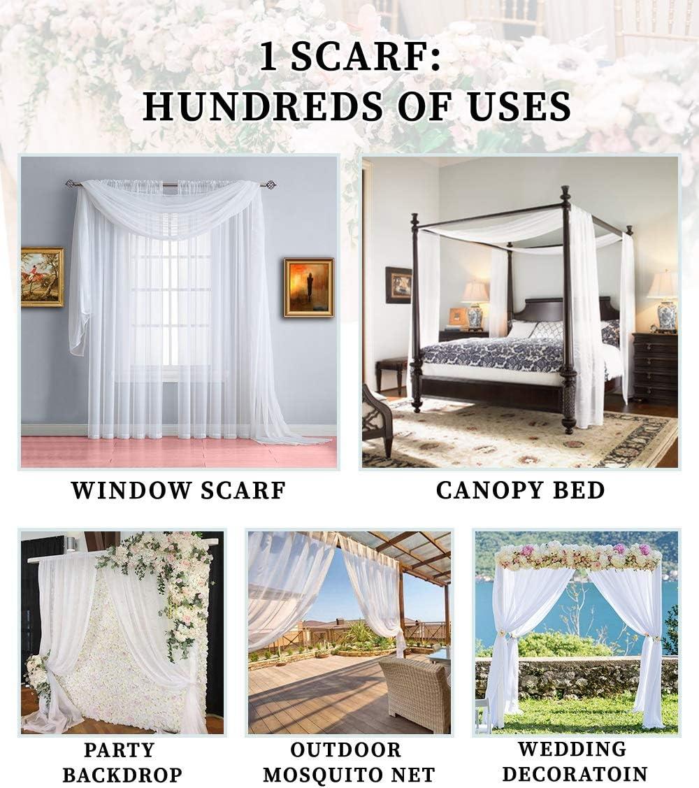 Warm Home Designs 18 Feet Sheer White Window Scarf. Valance Scarves are 55 x 216 Inches in Size.
