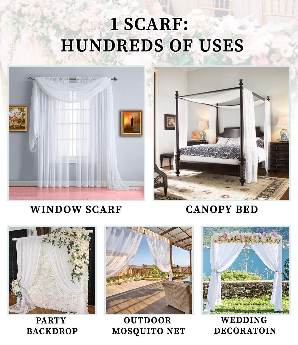 Warm Home Designs 18 Feet Sheer White Window Scarf. Valance Scarves are 55 x 216 Inches in Size.