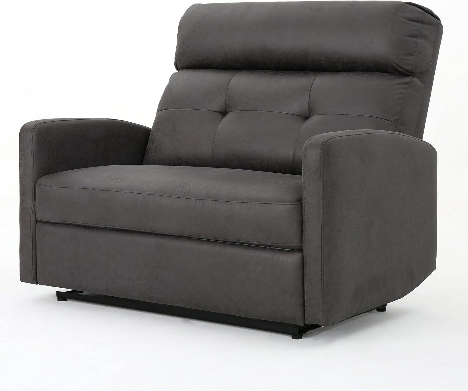 Slate Gray Microfiber 2-Seater Recliner with Wood Frame