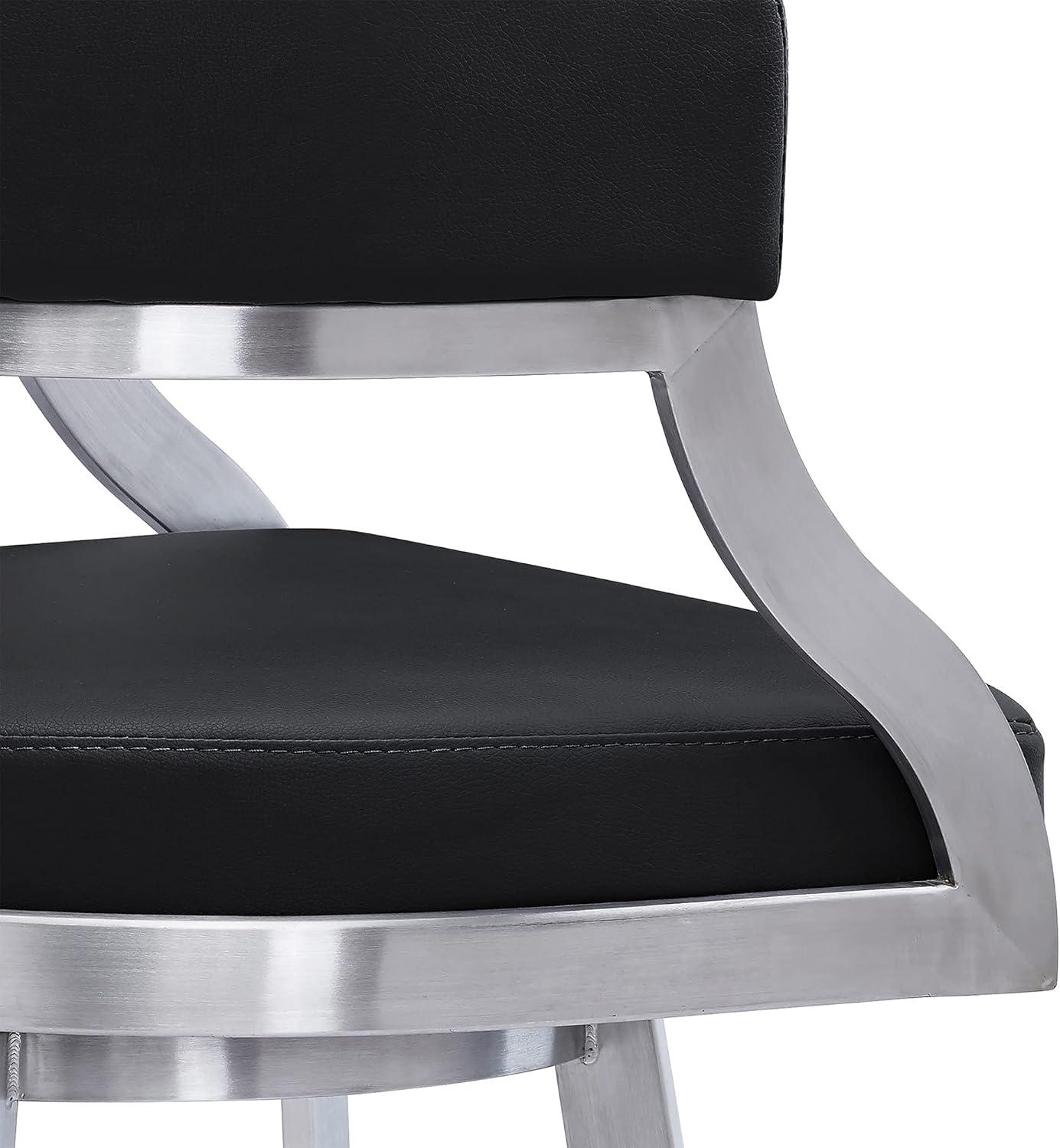 26" Saturn Faux Leather Counter Height Barstool: Swivel, Low Back, Armen Living