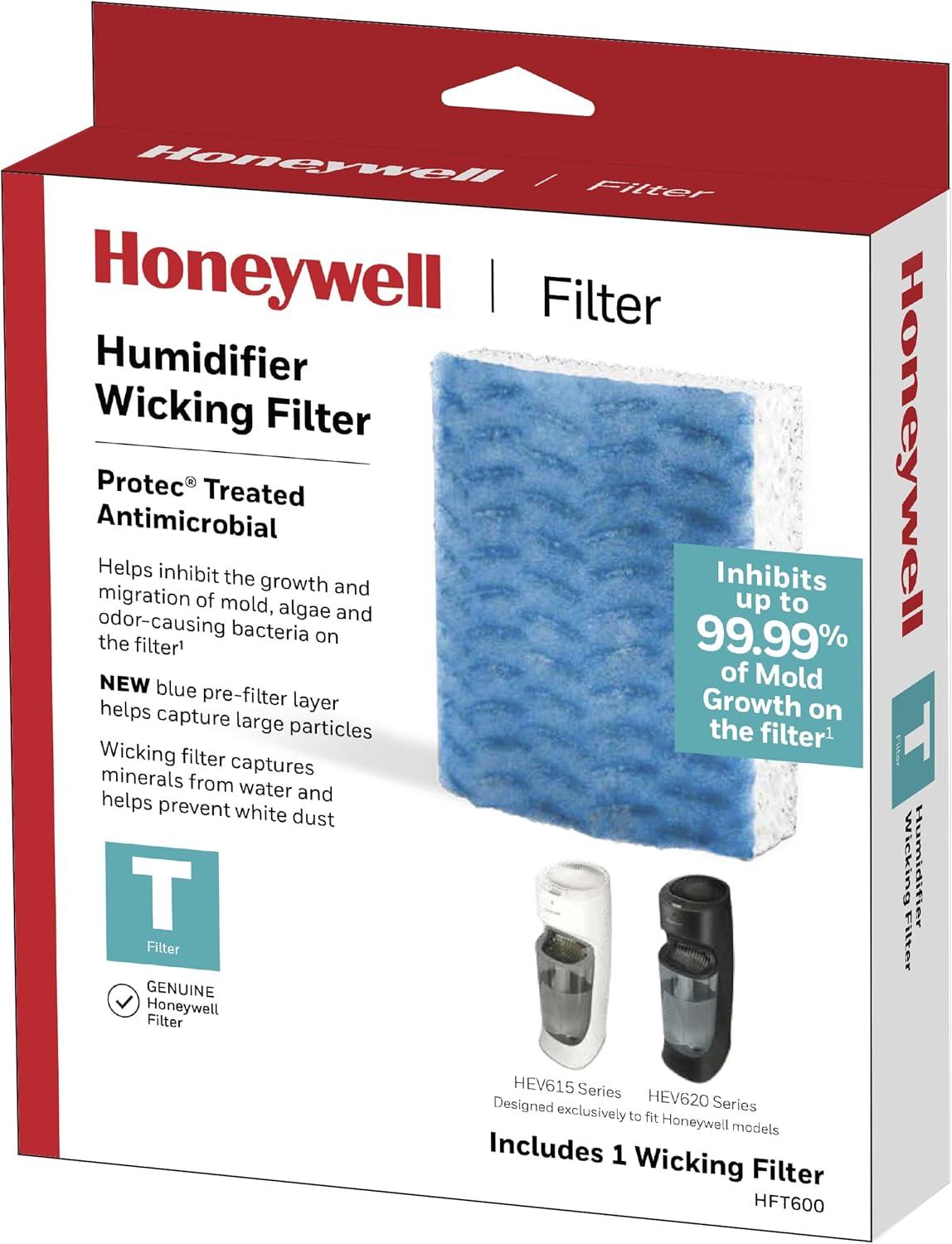 Honeywell Replacement Wicking Filter T: Compatible with Honeywell Humidifiers, Captures Dust & Pollen, HFT600 Filter