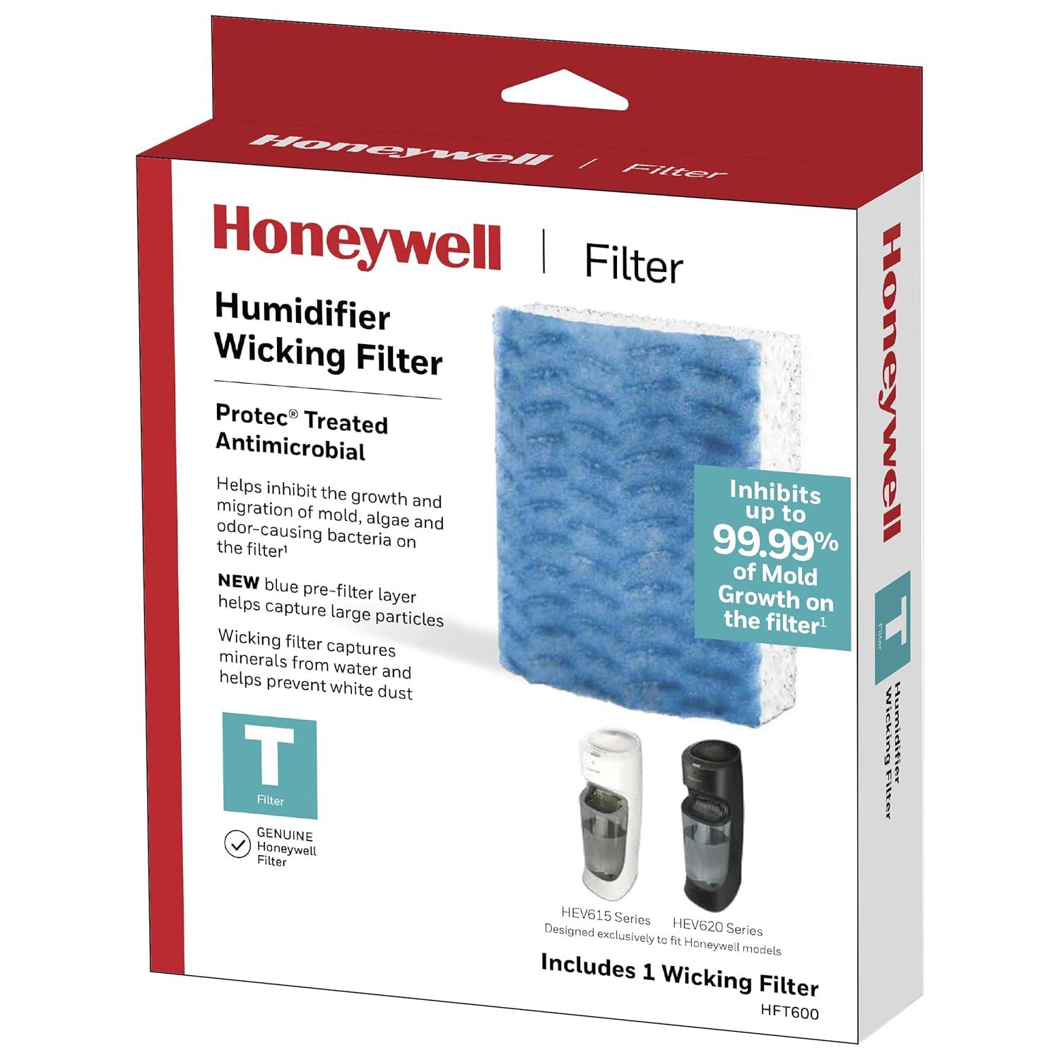 Honeywell Replacement Wicking Filter T: Compatible with Honeywell Humidifiers, Captures Dust & Pollen, HFT600 Filter