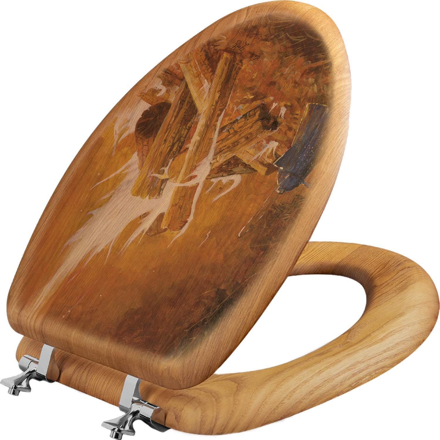 WGI-GALLERY Evening Campfire Oak Elongated Toilet Seat