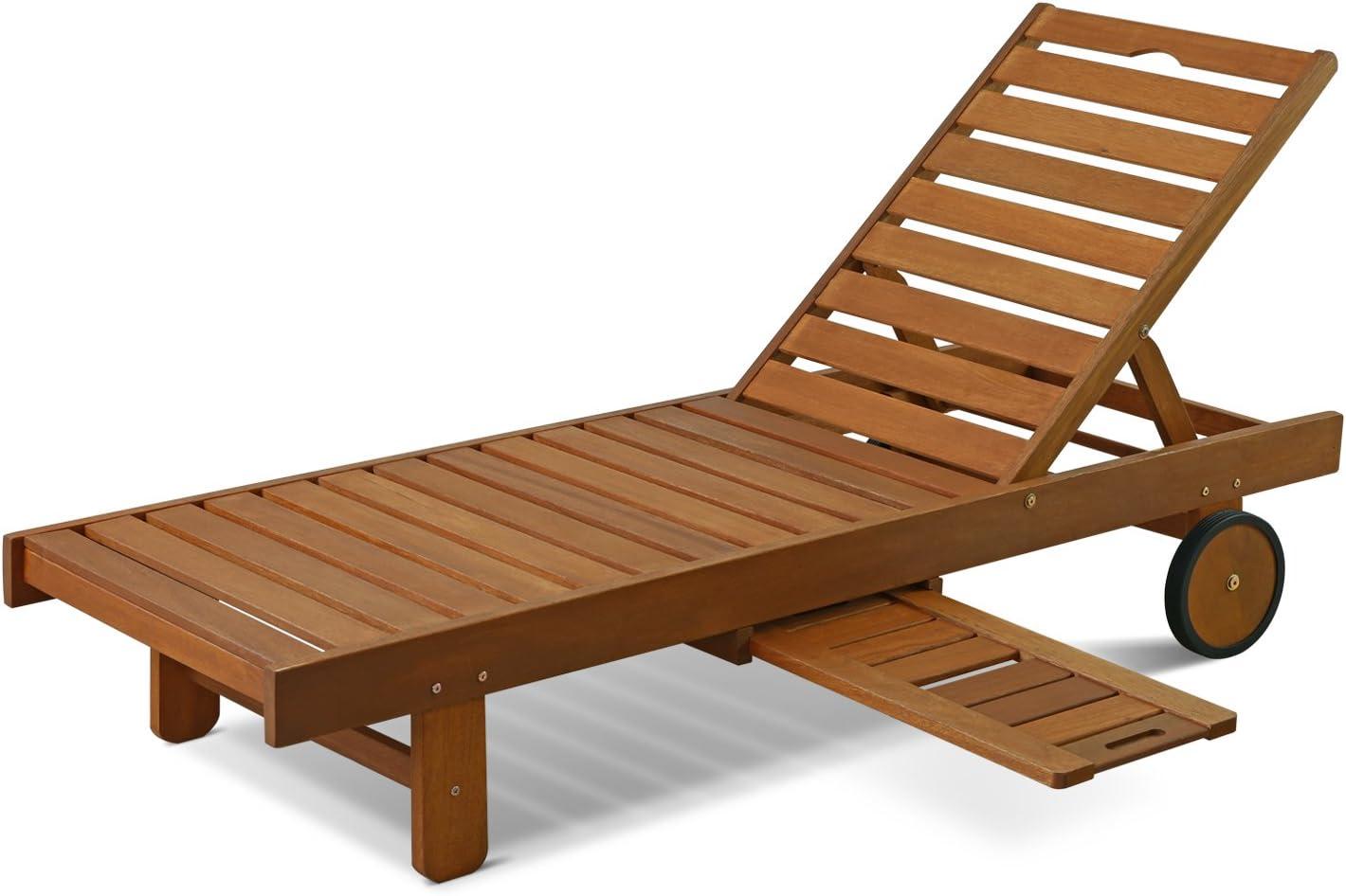 Furinno Tioman Hardwood Outdoor Chaise Lounge - Brown