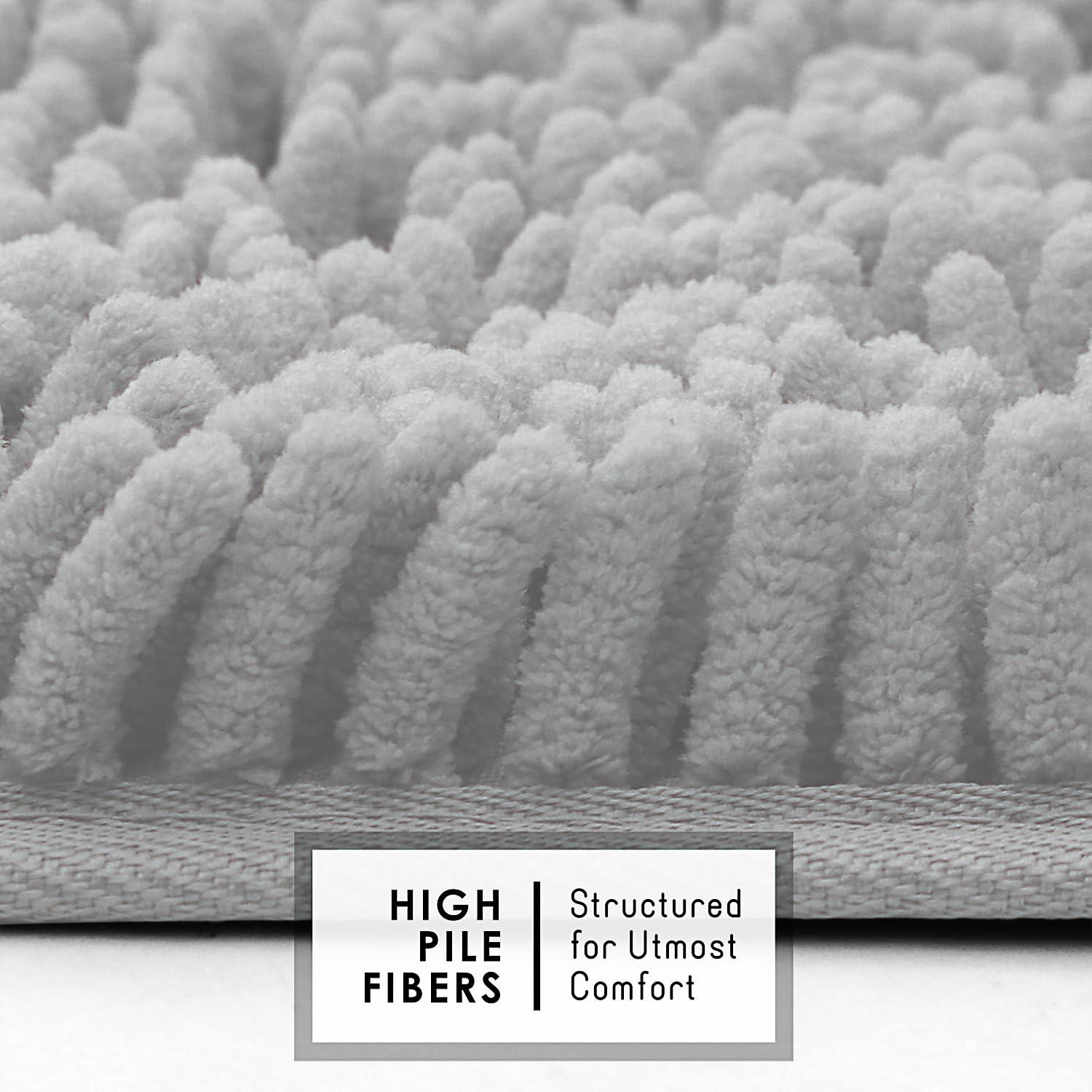 Hearth & Harbor Bathroom Rugs, Chenille Bath Mat - Light Gray Bath Rug, 20x32