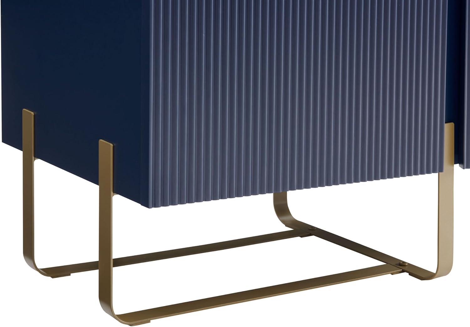 Denhour DH BASIC Modern 60-inch 3-Door Storage TV Stand by  Indigo Blue/Gold