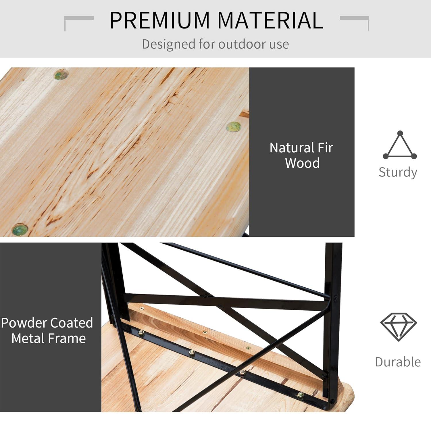 Outsunny 6' Portable Picnic Table and Bench Set, Outdoor Wooden Folding Camping Dining Table Set for Patio Garden Outdoor Activities