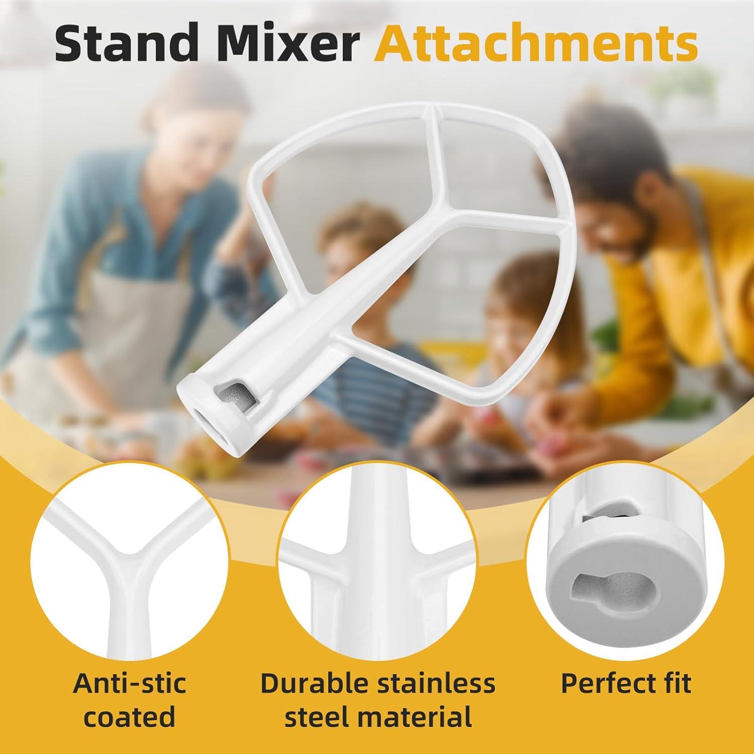 K5AB K5SS Coated Flat Beater Replacement for Kitchenaid 5 Qt Bowl Mixer K4 K5 KP50 KSM5 KSM50 KSM500PS KSM450, Paddle Attachment for Kitchenaid Mixer