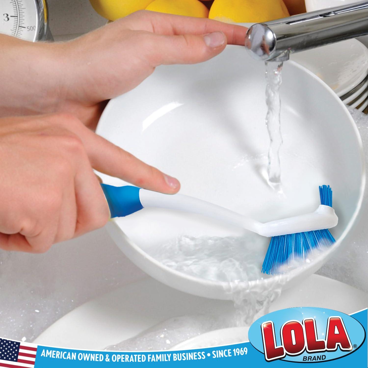 LOLA Pro Dish Brush W/ Comfort Non-Slip Rubber Handle, Built-In Food Scraper - 1 CT