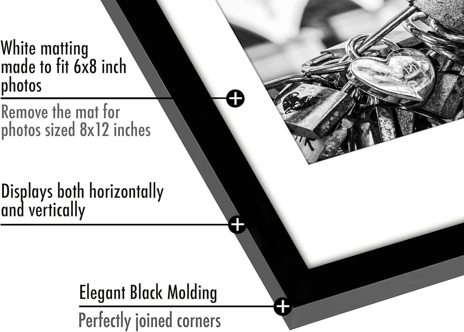 Americanflat 5 Pack of Picture Frames with Mat - Plexiglass Cover