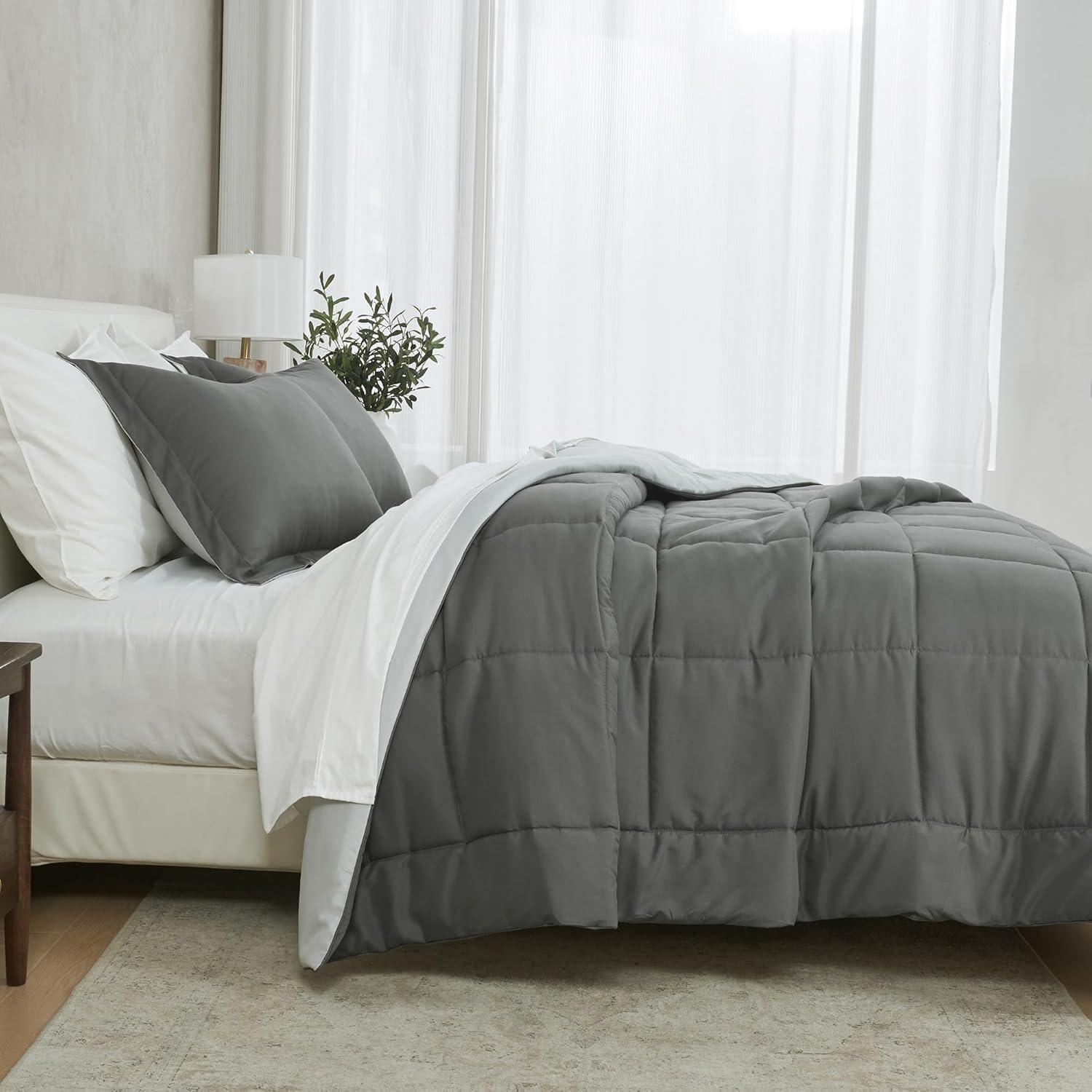 FreshFolds Reversible Microfiber Comforter Set with Shams