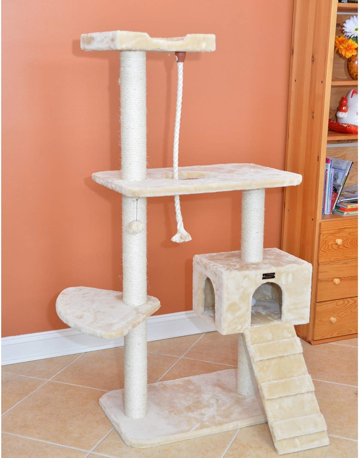 Armarkat 58-in Cat Tree & Condo Scratching Post Tower, Beige