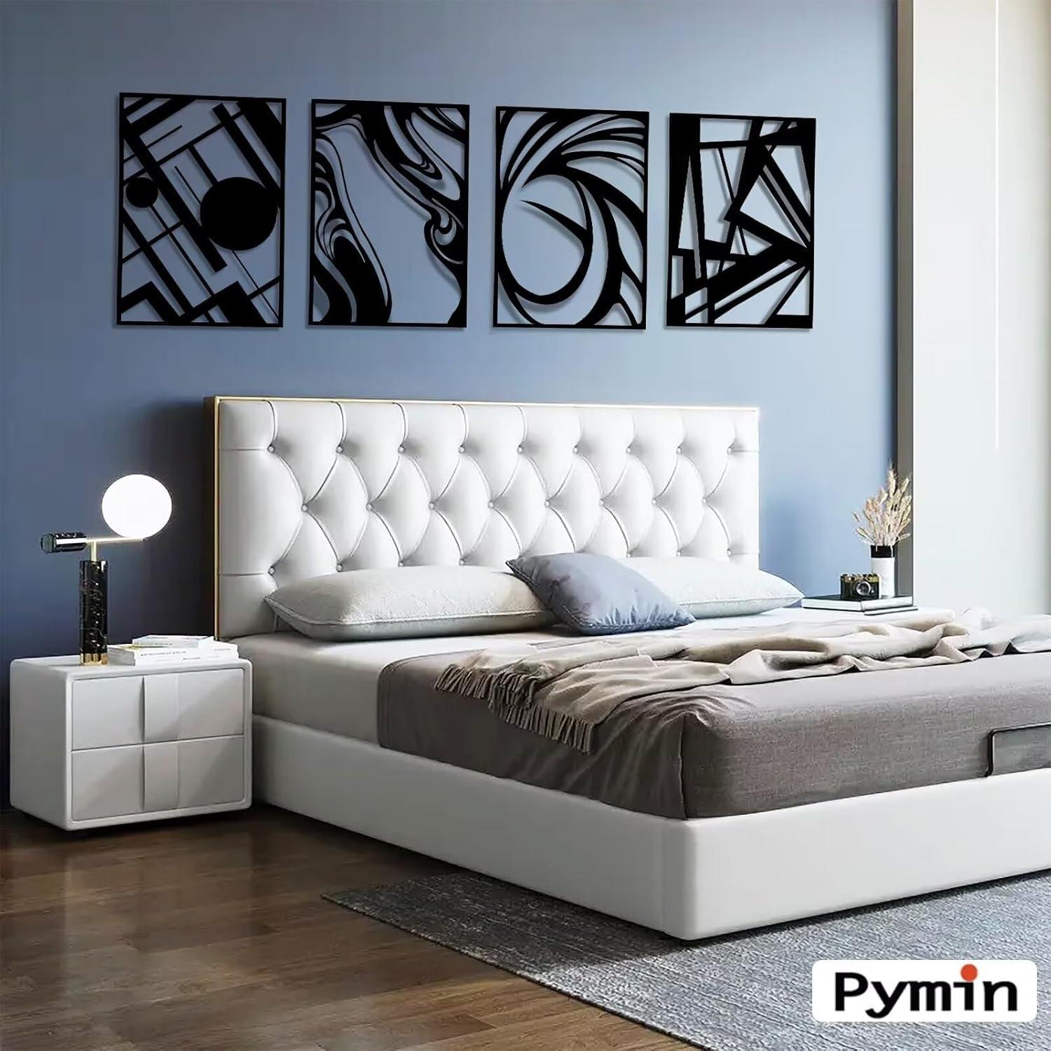 Black Metal Minimalist 3D Abstract Wall Art Set