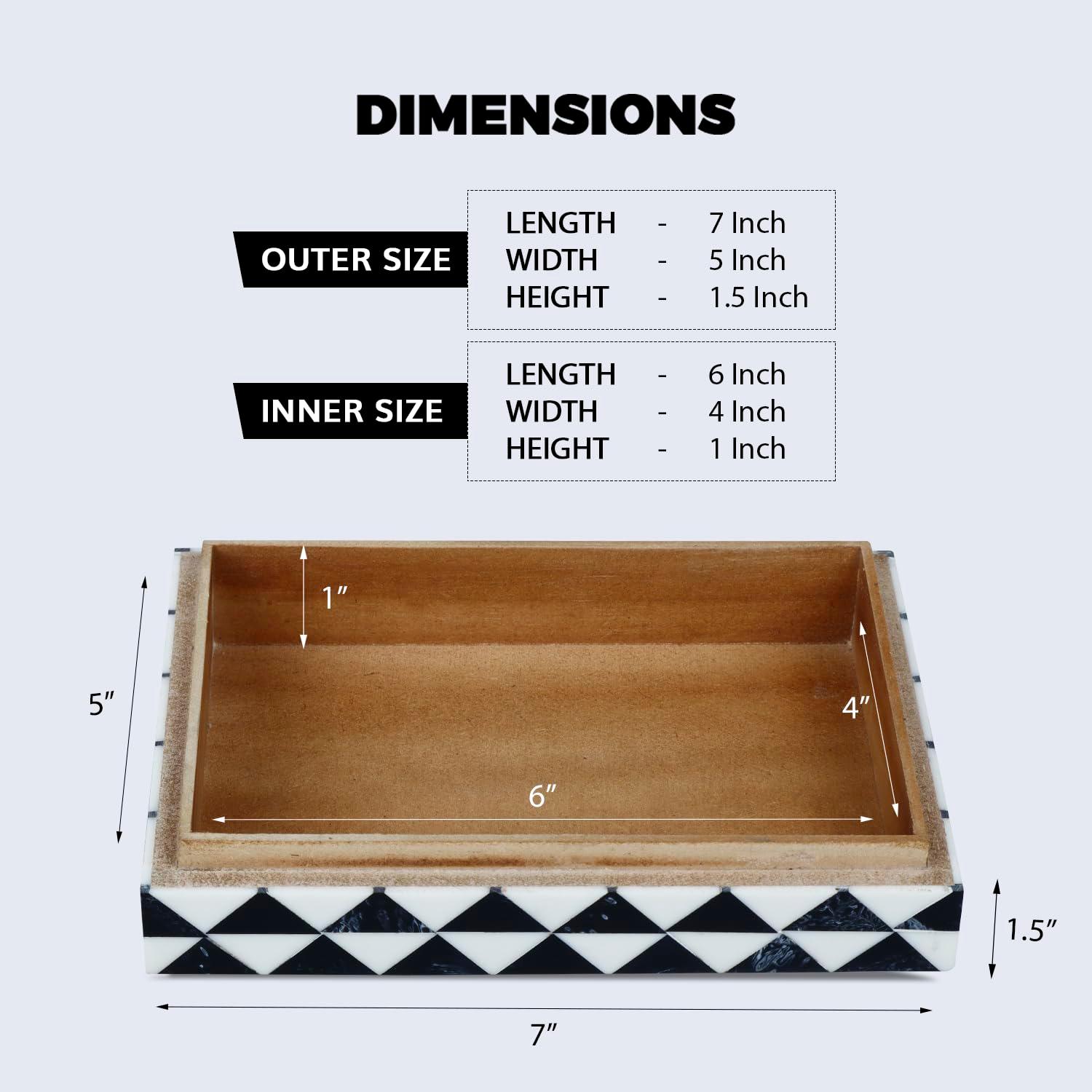 Handicrafts Home Decorative Fancy Boxes for Shelves Handmade Box Modern Storage Accessories Organizer for Home Decor 12x6x2, Marquet Prism