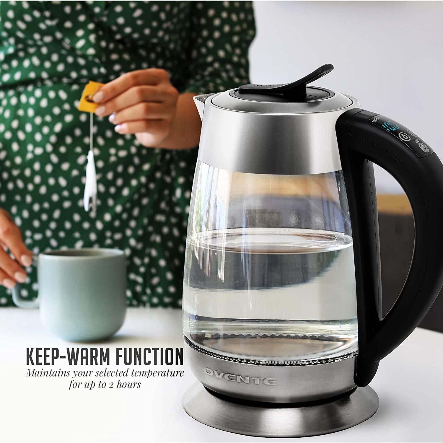 1.8 Liter Silver Glass Electric Kettle with Temperature Control