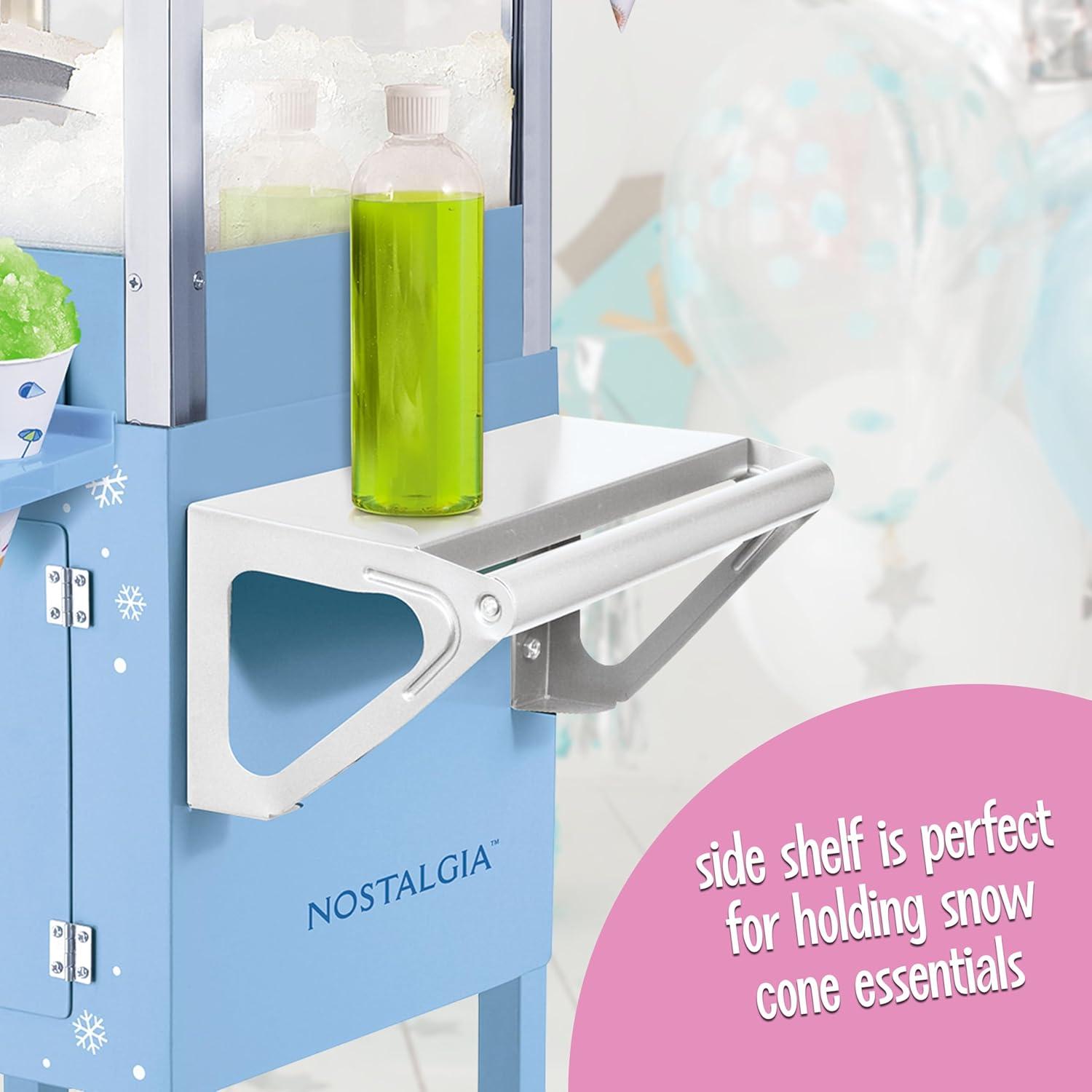 Nostalgia Nostalgia 54-Inch Tall Snow Cone Cart, Makes 72 Icy Treats, Includes Metal Scoop, 2 Syrup Bottles, 100 Paper Cups/Spoons, Storage Compartment, Wheels For Easy Mobility