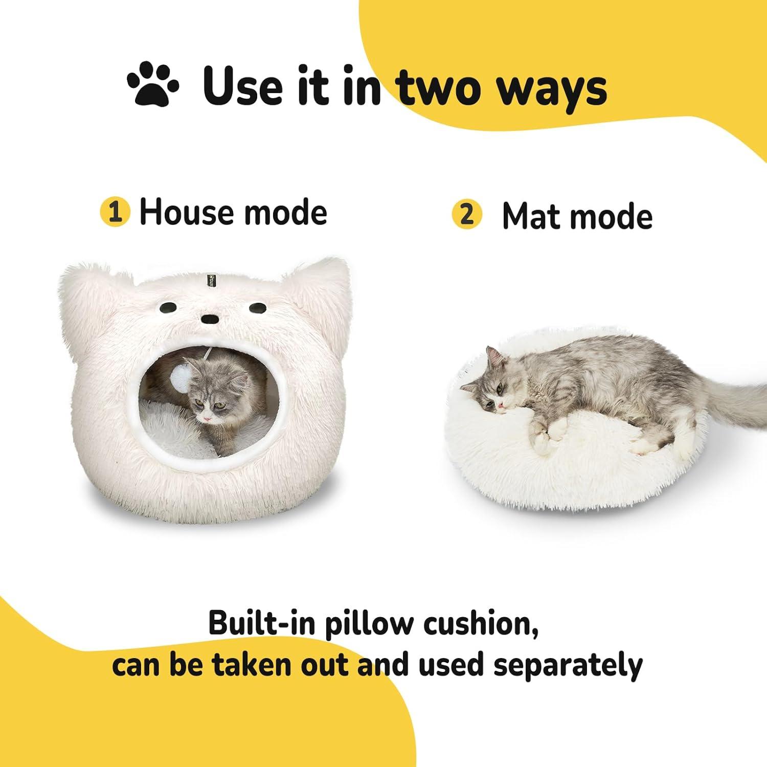 Cat Bed for Indoor Cats Washable Cute Warm Cat Cave