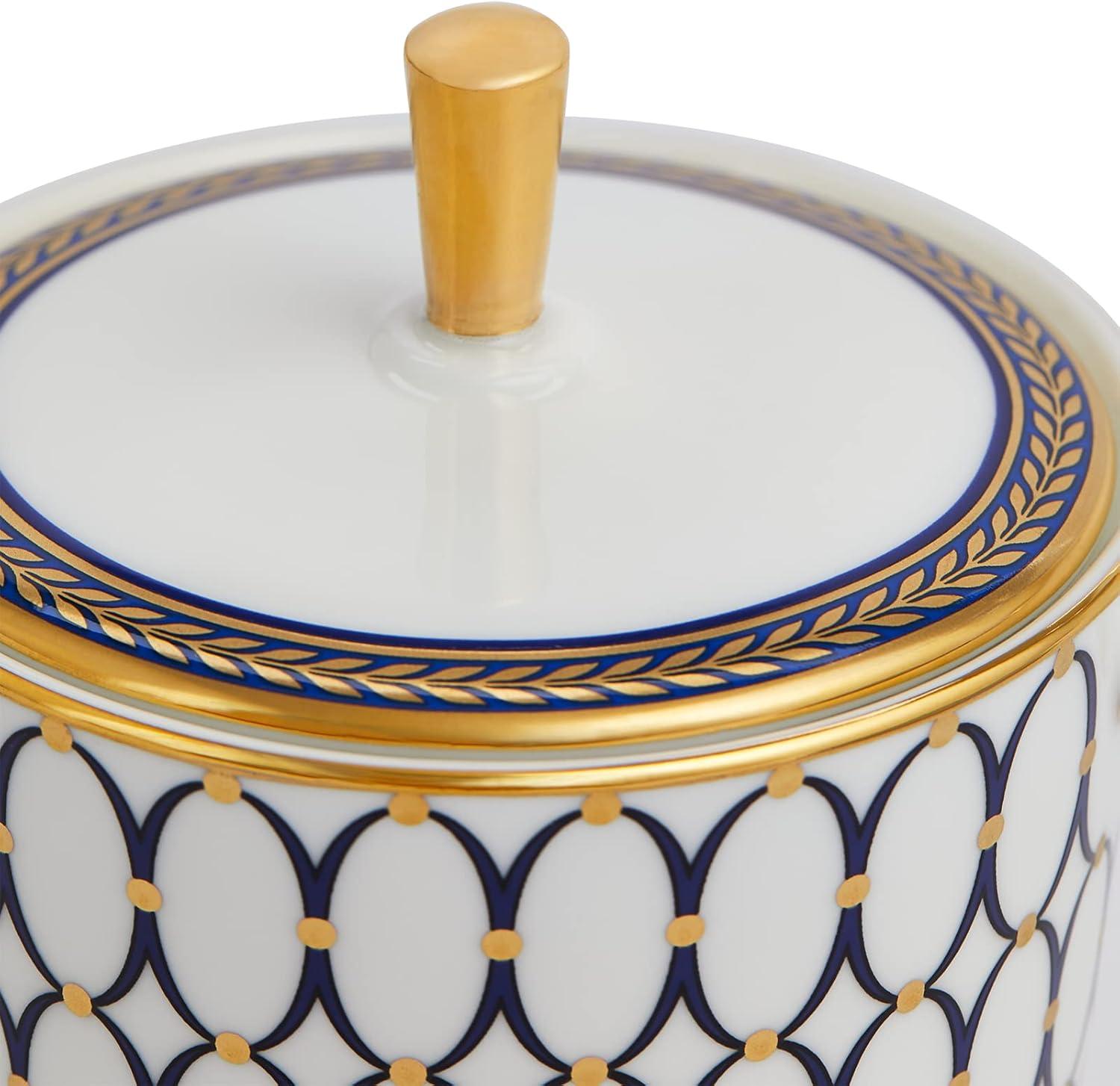 Navy and Gold Geometric Fine Bone China Sugar Bowl