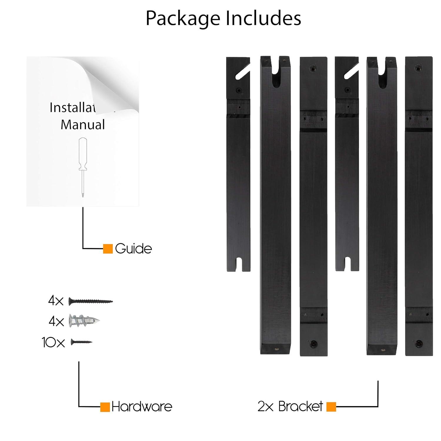 Rustic State Wall Mount Wooden Triangle Sconce Bracket for Hanging Plug in Pendant Light Lamp Cord Kit Fixture - DIY Shelf Project - Decorative Wall Plant Hanger - Black - Set of 2