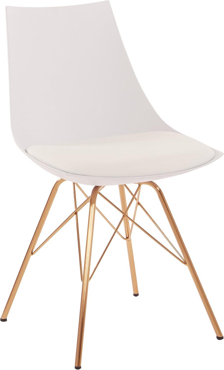 OSP Home Furnishings Oakley Chair in White Faux Leather with Gold Chrome Base