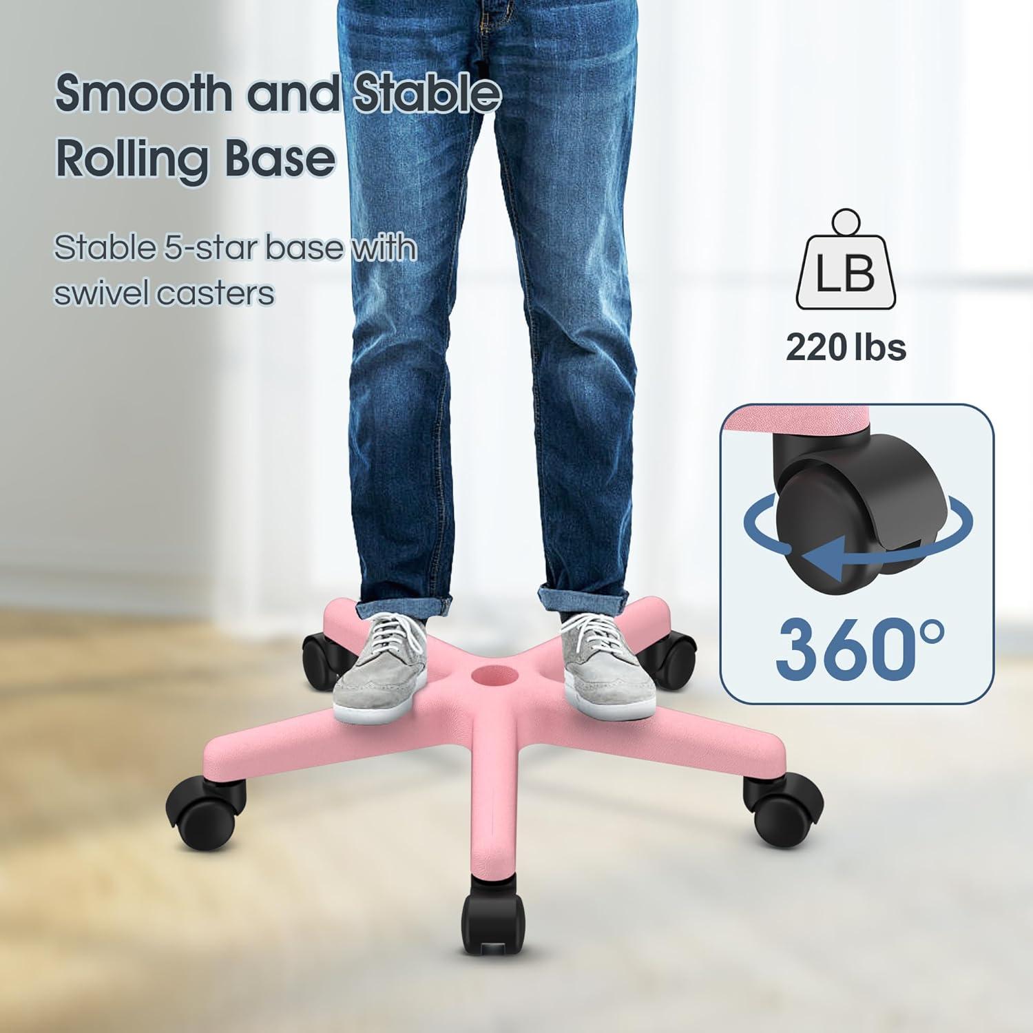 Salon Tray,Height Adjustable Salon Service Rolling Cart,Hair Color Tray with Wheels,Pink
