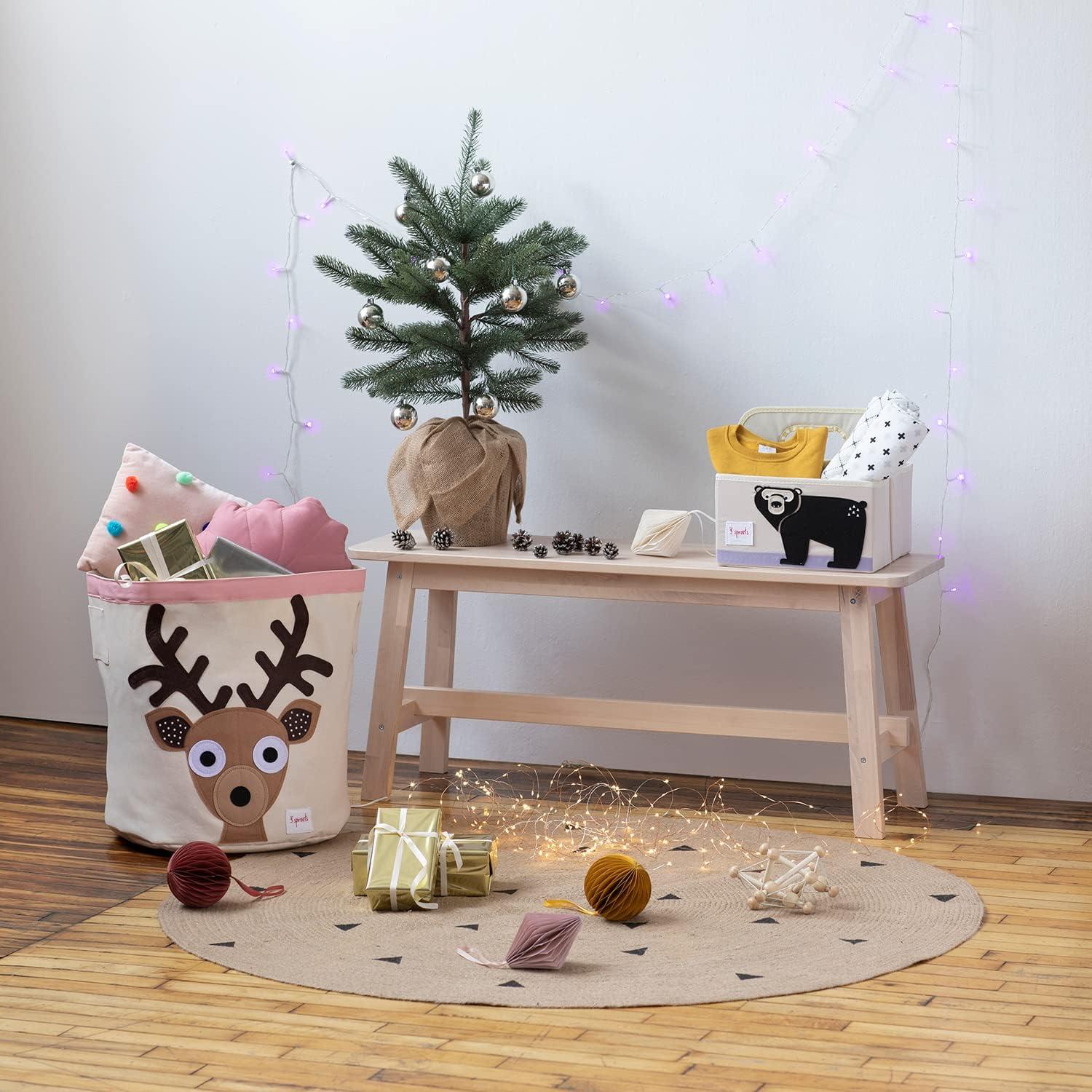 Deer Canvas Collapsible Kids Toy Storage Bin