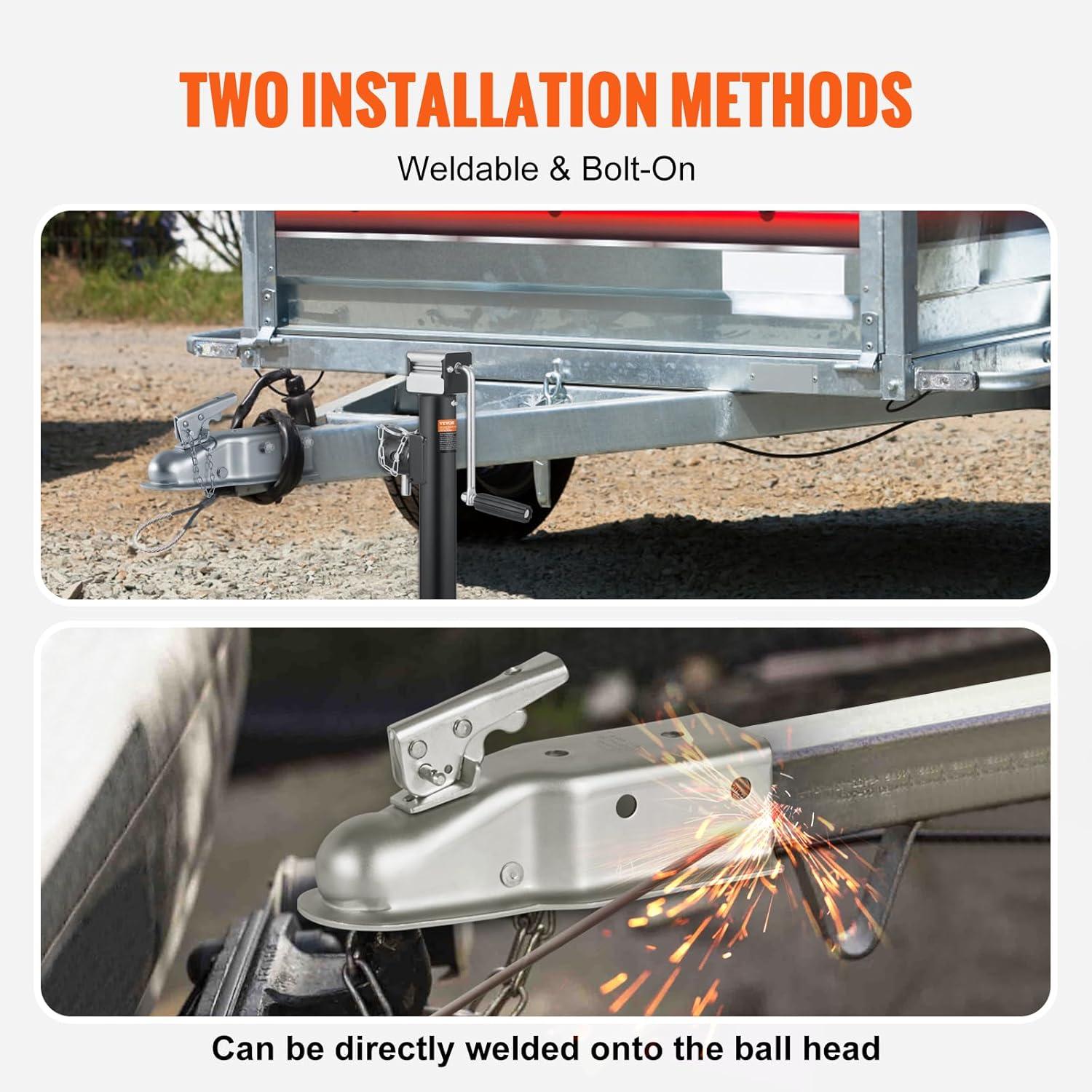 KFFKFF Straight Trailer Connector, Compatible with 2-Inch Hitch Ball, 3-Inch Channel, 5000 lbs Load Limit, Robust Trailer Tongue Connector, Perfect for Hauling Station Wagons, Zinc Coated Surface