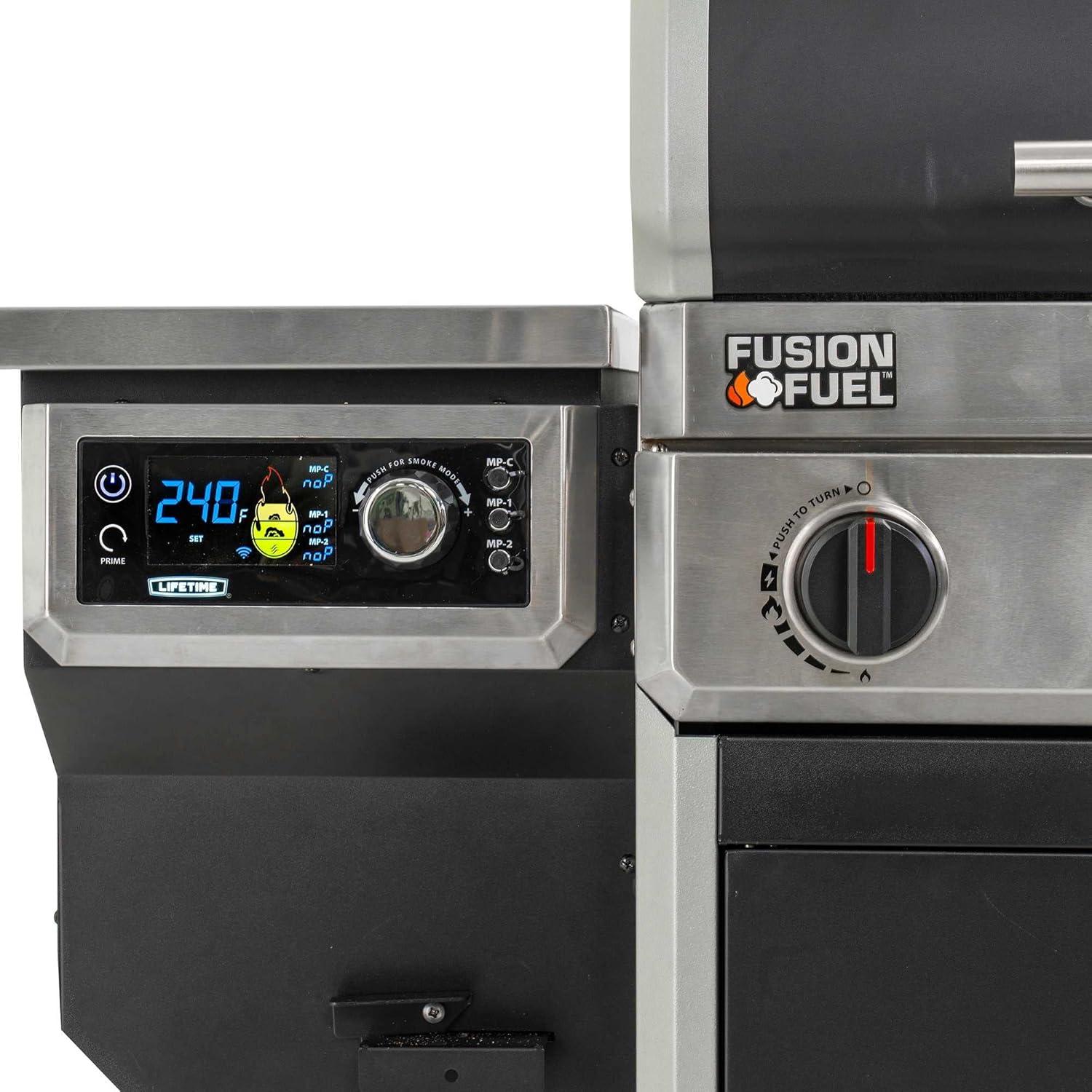 Lifetime 4 Burner Gas Grill and Wood Pellet Smoker Combo, Wifi and Bluetooth Control Technology