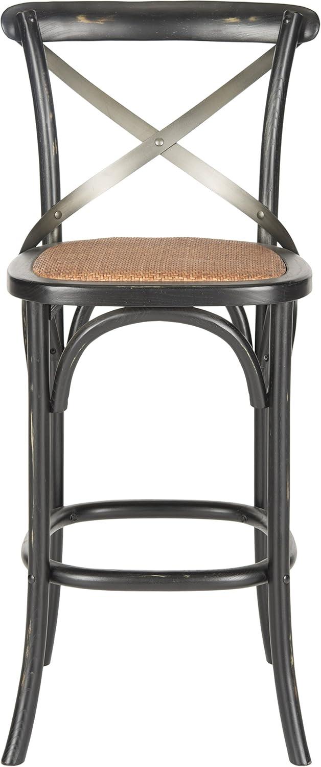 SAFAVIEH Eleanor Square Mid Back Bar Stool, Black