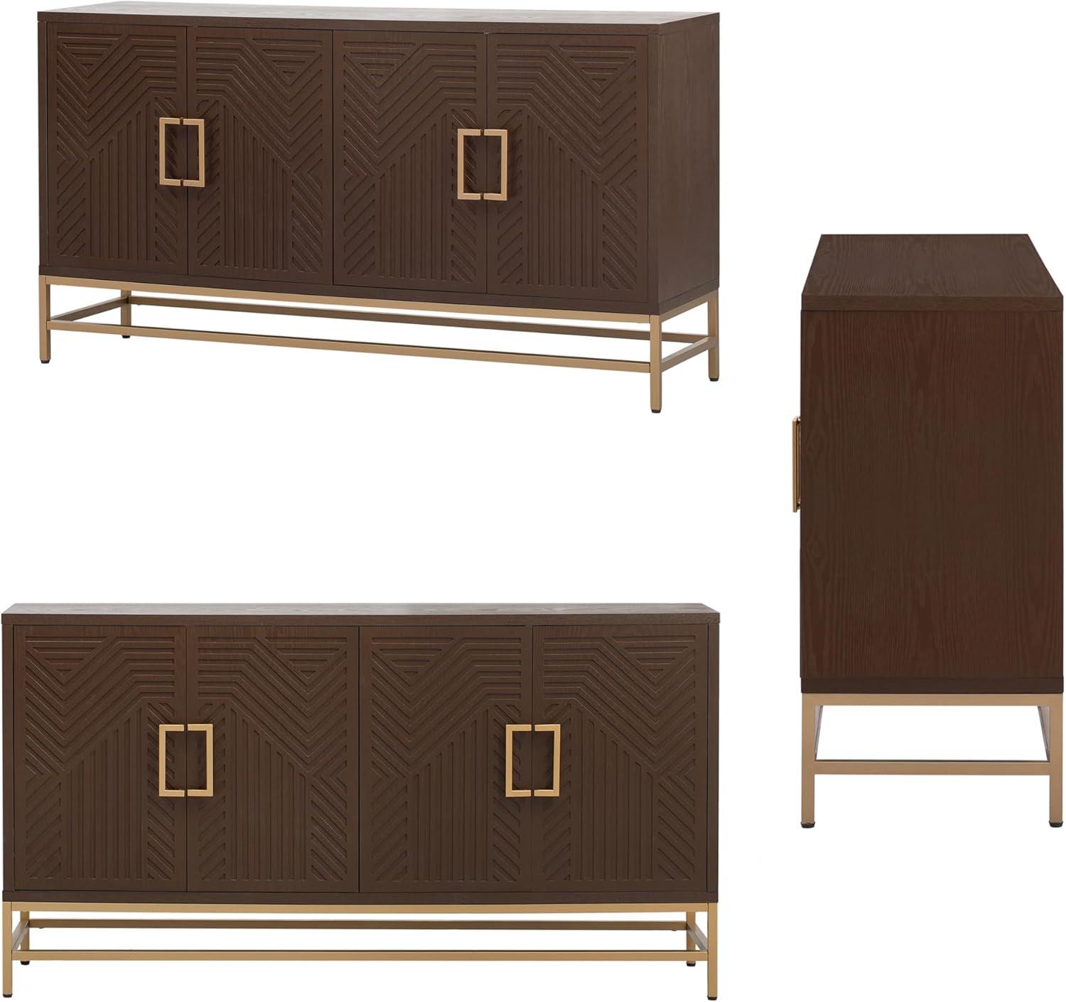 Amposei Retro Accent Sideboard Cabinet 59.8-Inch Credenza Console Storage Cabinet Dining Buffet Table with 4 Doors & Adjustable Shelves for Living Room Entrance, Espresso