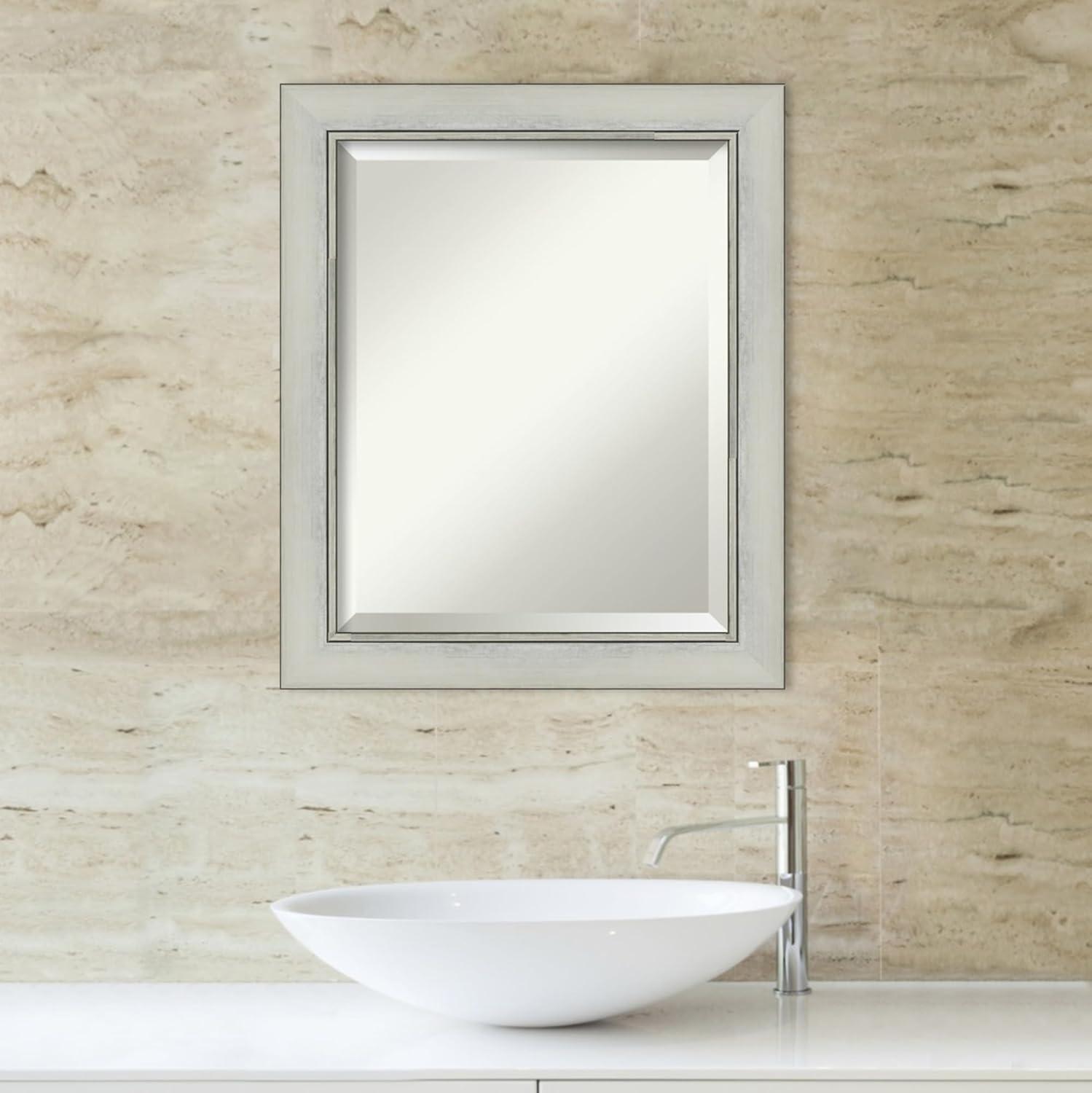 Flair Silver Patina Rectangular Wall Mirror with Beveled Glass