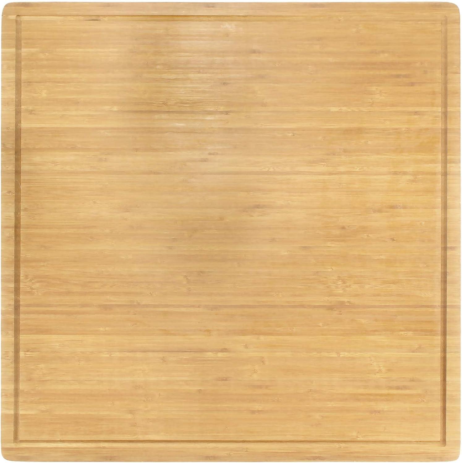 BambooMN Bamboo Burner Cover Cutting Board - 3 Ply - Extra Large Square - Grooved/Flat (24" x 24" x 0.75") - 1 Piece