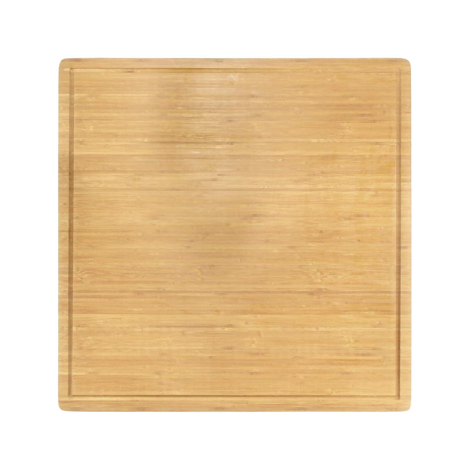 BambooMN Bamboo Burner Cover Cutting Board - 3 Ply - Extra Large Square - Grooved/Flat (24" x 24" x 0.75") - 1 Piece