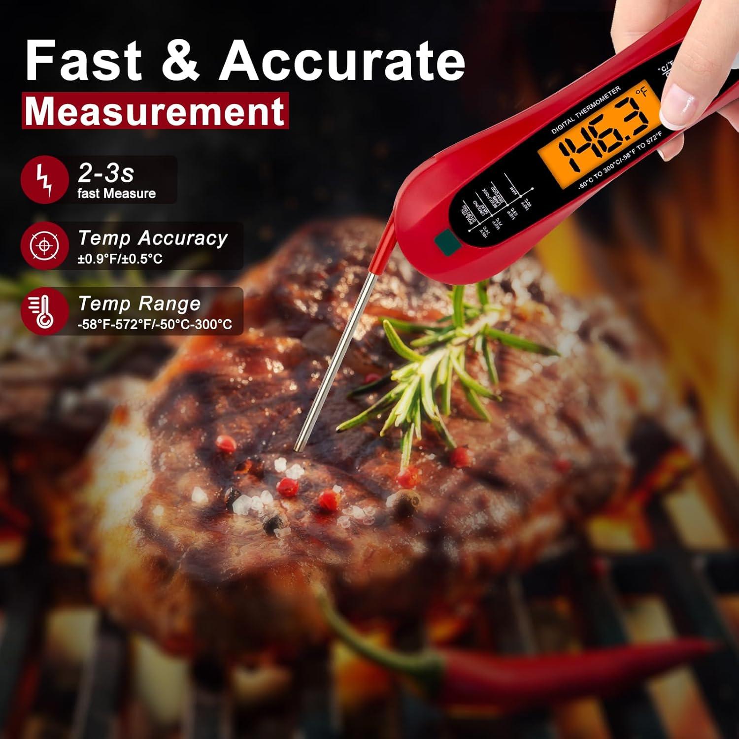 NOBRAND 1 Clean Digital Meat Thermometer With LCD Display and Foldable Probe