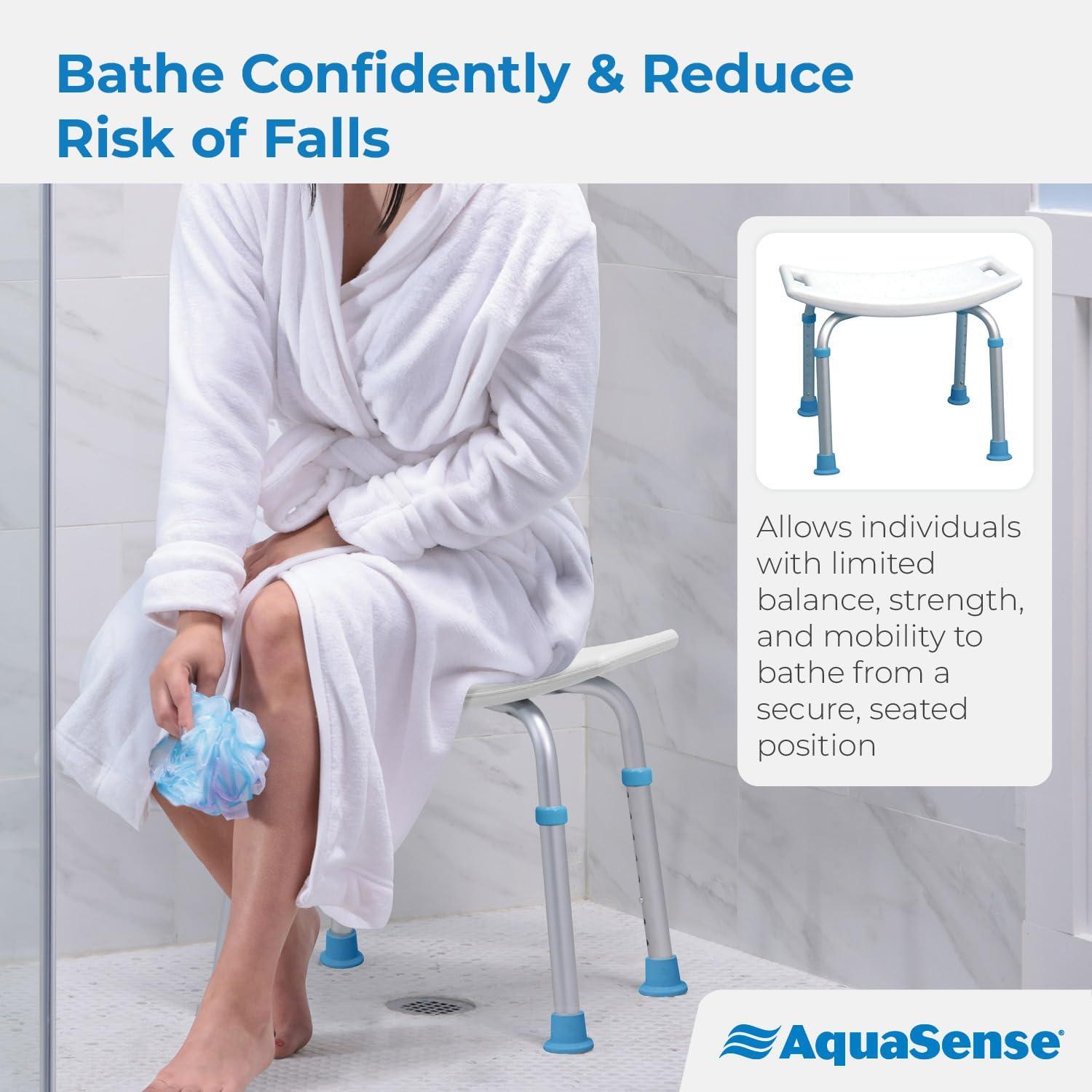 AquaSense Adjustable Bath and Shower Chair with Non-Slip Seat, White