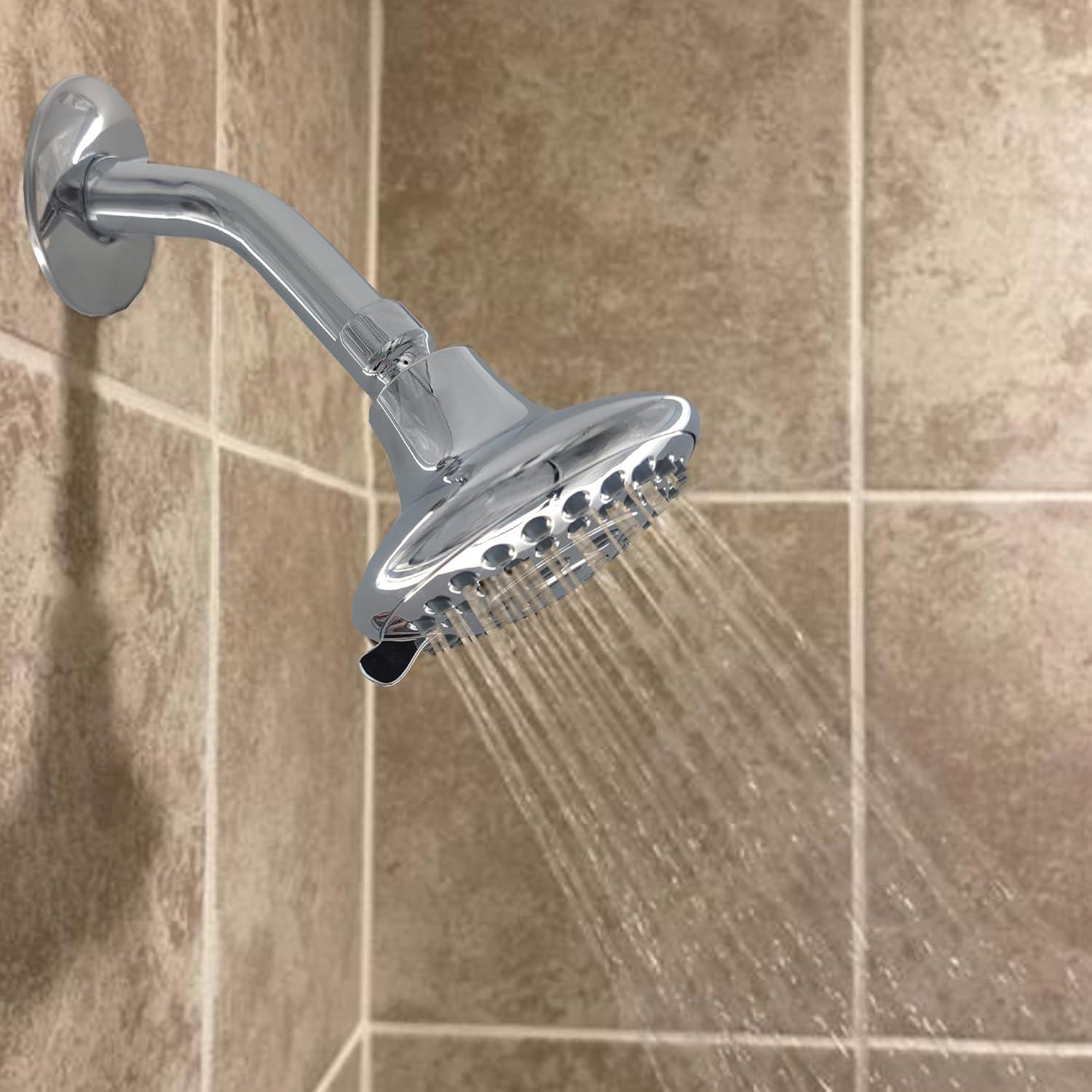 Chrome 5-Spray Adjustable Wall Mounted Shower Head