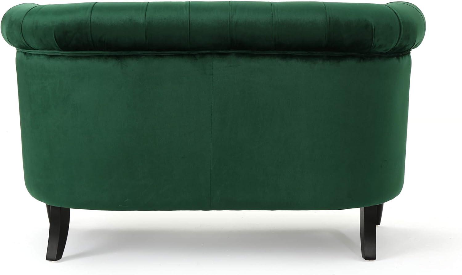 Emerald Velvet Chesterfield Loveseat with Nailhead Accents