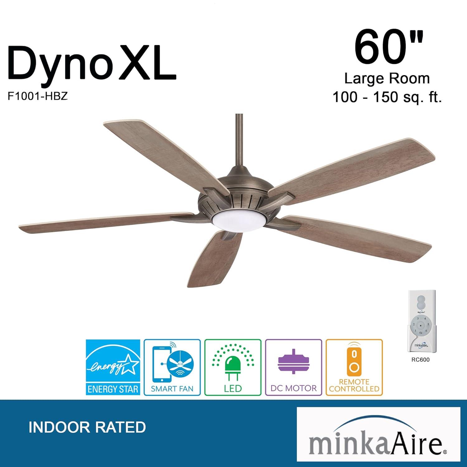 60" Minka Aire Modern Indoor Ceiling Fan with LED Light Remote Control Heirloom Bronze for Living Room Bedroom Family Dining Home