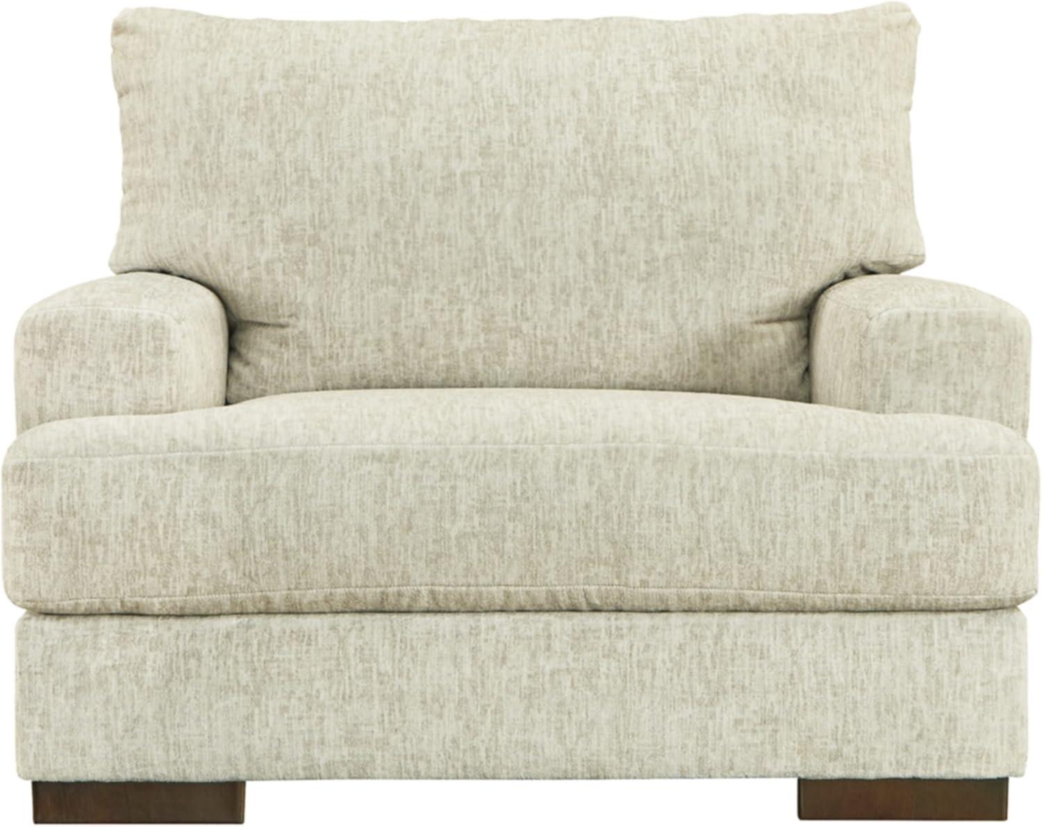 Beige Microfiber Contemporary Chair and a Half