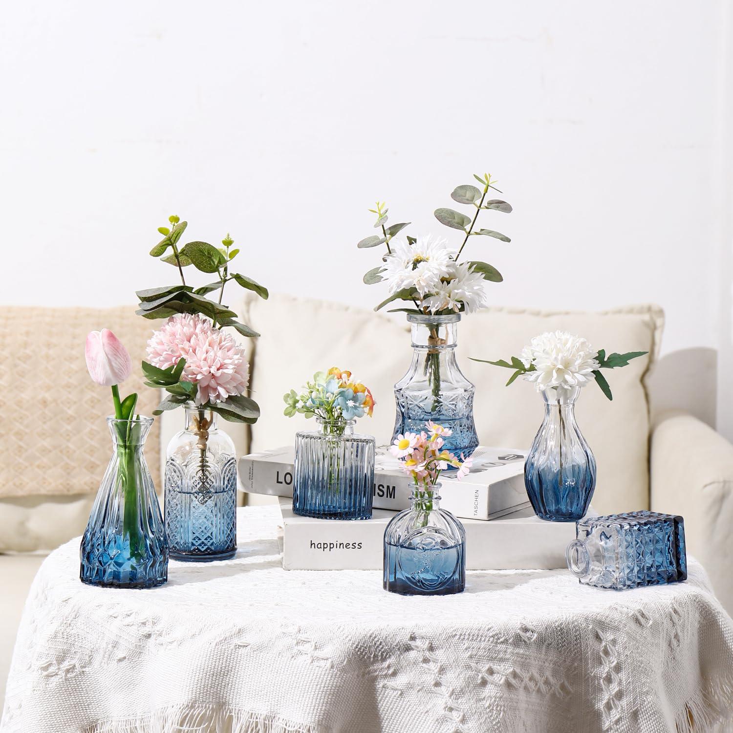 Bud Vases Set of 12, Small Glass Vases for Centerpieces, Small Flower Vases for Centerpieces, Vintage Mini Vase, Clear Bud Vase for Wedding Table Decor