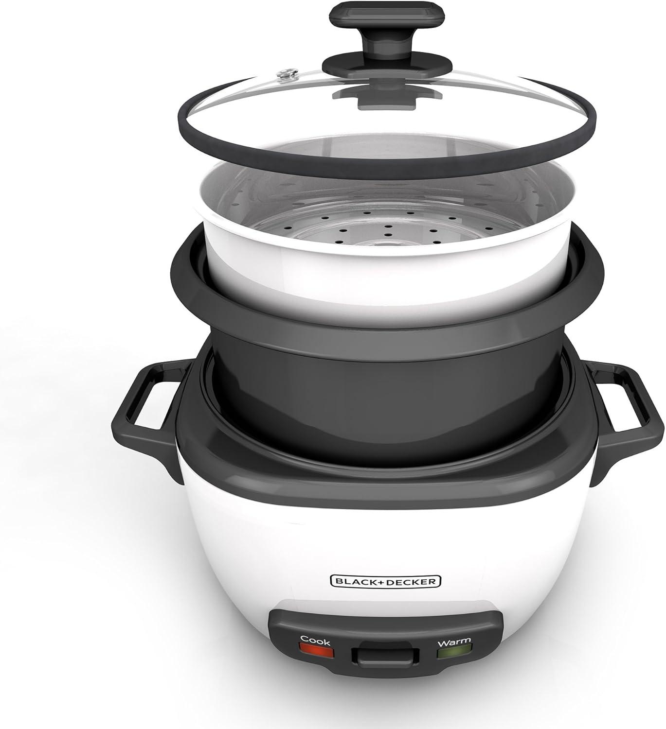 BLACK+DECKER 14-Cup Cooked/7-Cup Uncooked Rice Cooker and Food Steamer, White, RC514