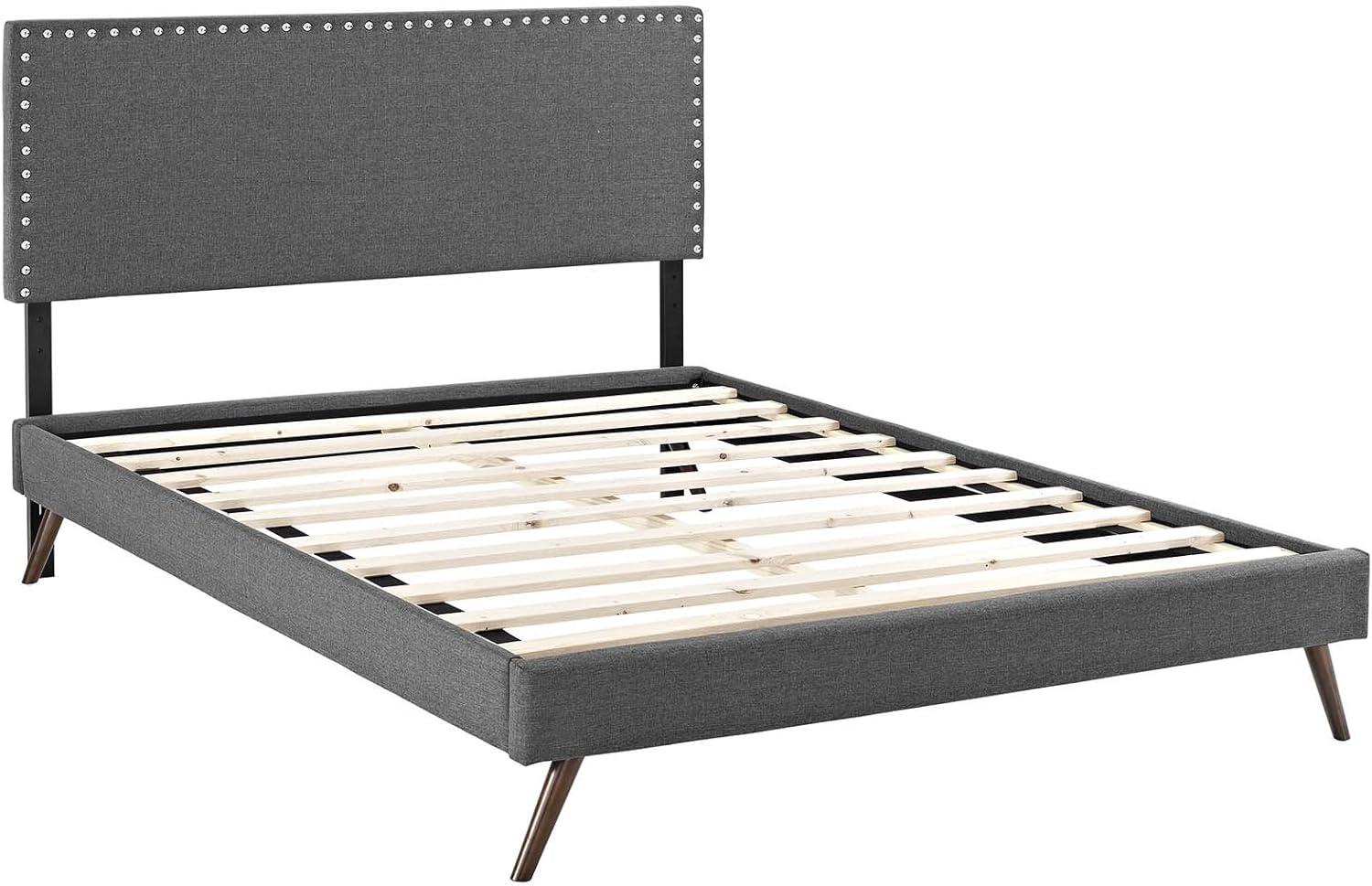 Modway Macie Queen Fabric Platform Bed with Round Splayed Legs